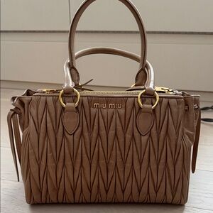 Miu Miu Brown Quilted Satchel